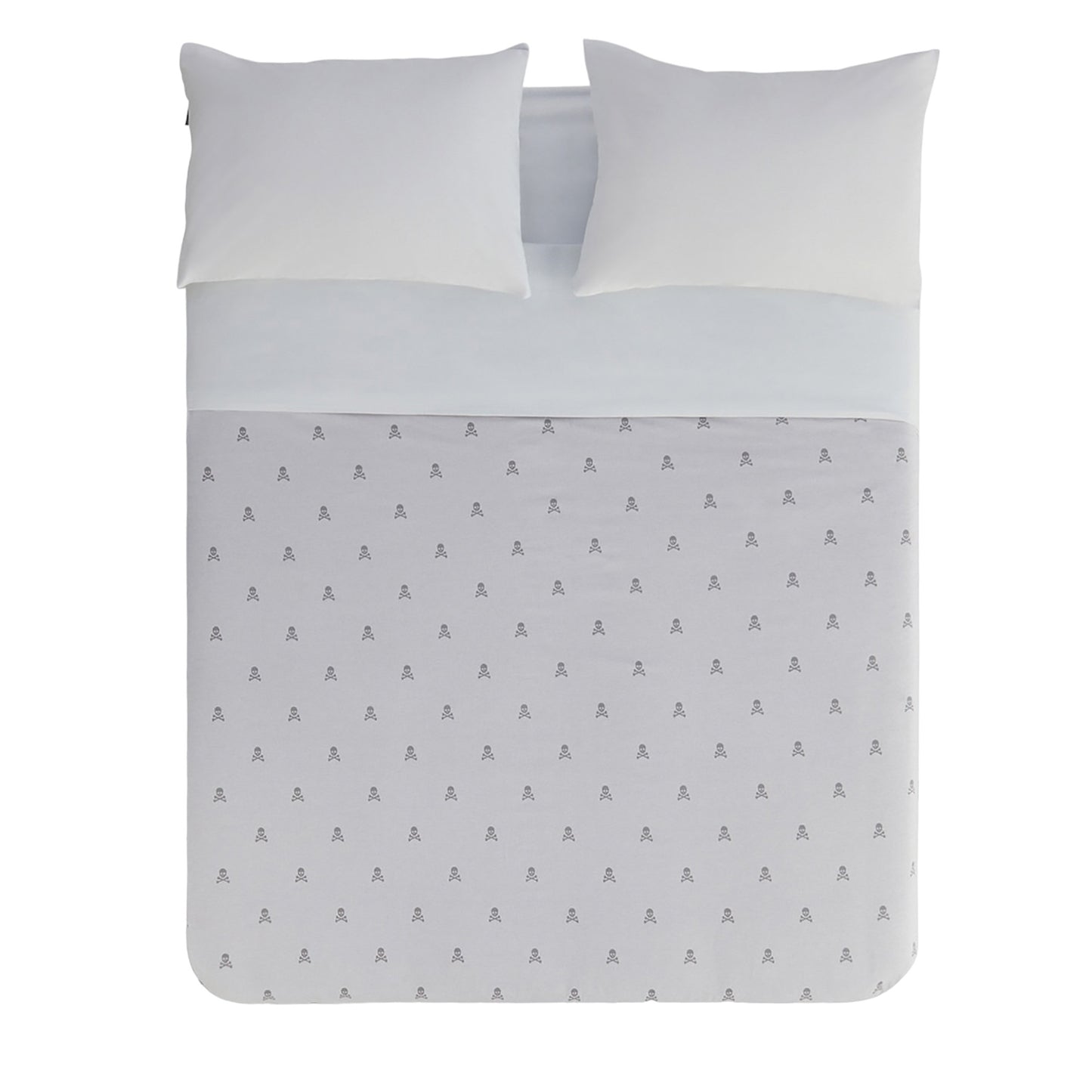 Set Cama 4pc (sábana Bajera 150x200+28cm + Sábana Encimera 230x270cm + 2 Fundas Almohada 50x85cm) 100% Algodón Gris Claro Scalpers Home_0