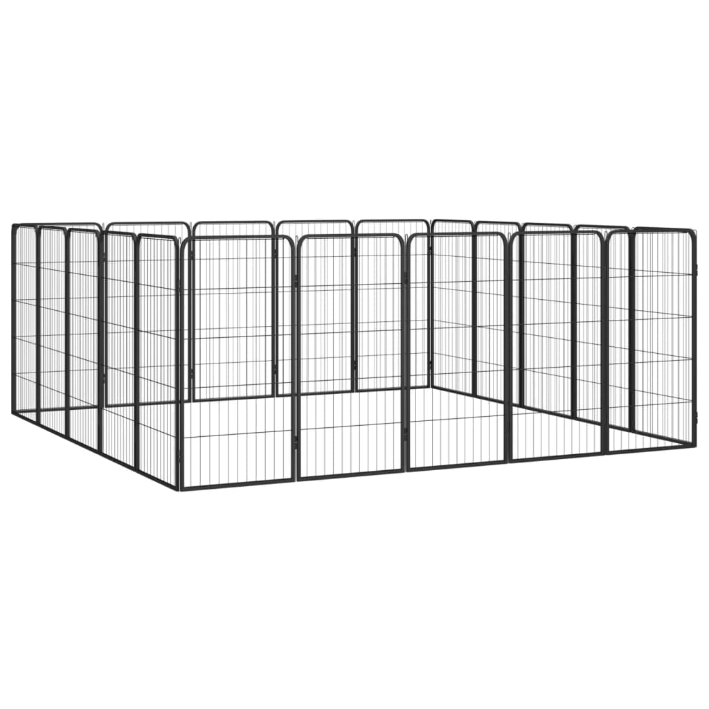 Jaula Perros 20 Paneles Acero Recubierto Polvo Negro 50x100cm_2