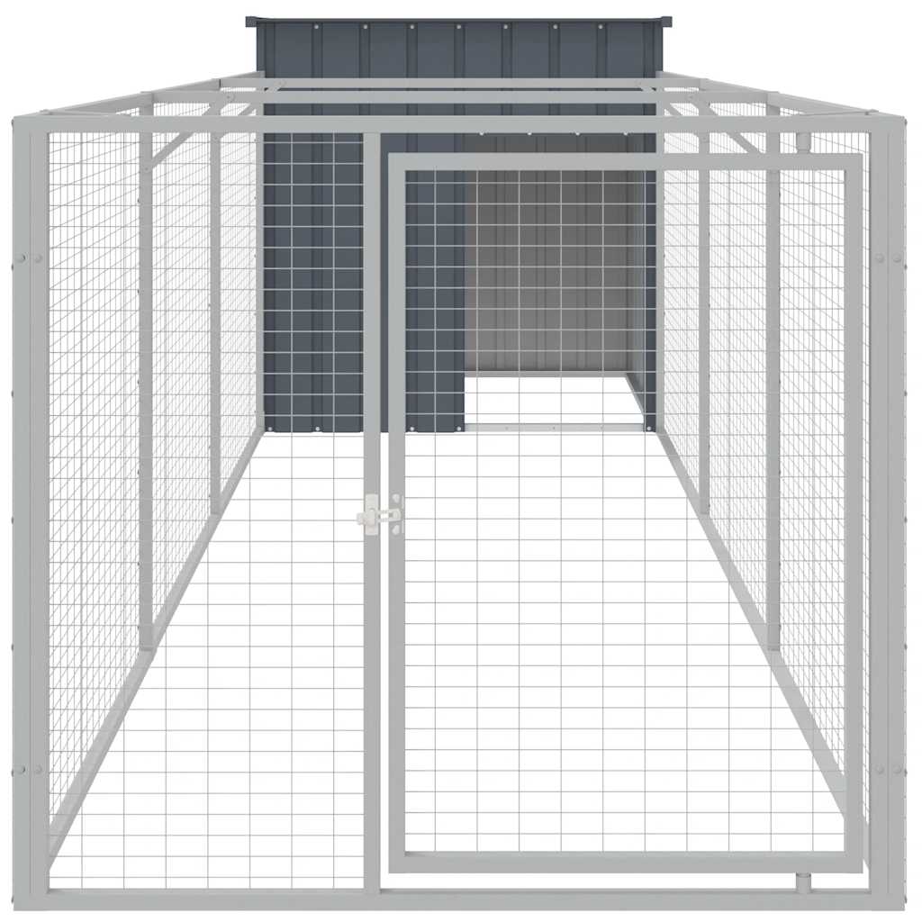 Caseta Perros Con Corral Acero Galvanizado Gris 110x405x110 Cm_2