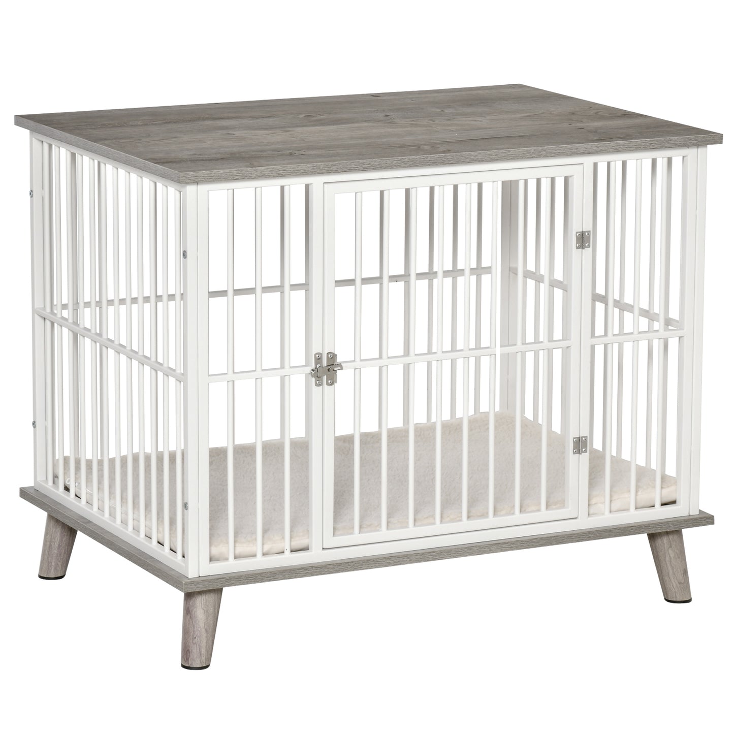 Pawhut Jaula Para Perros De Madera 86x60x70 Cm Con Superficie De Mesa Puerta_0