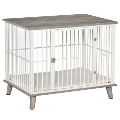 Pawhut Jaula Para Perros De Madera 86x60x70 Cm Con Superficie De Mesa Puerta_0
