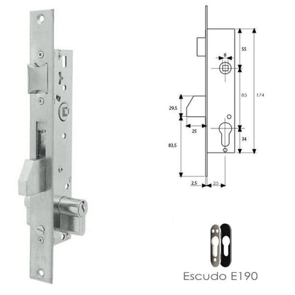 Cerradura Tesa 2210/25/3ni Con Escudo De Seguridad E190 Con Sistema Antipalanqueta_1
