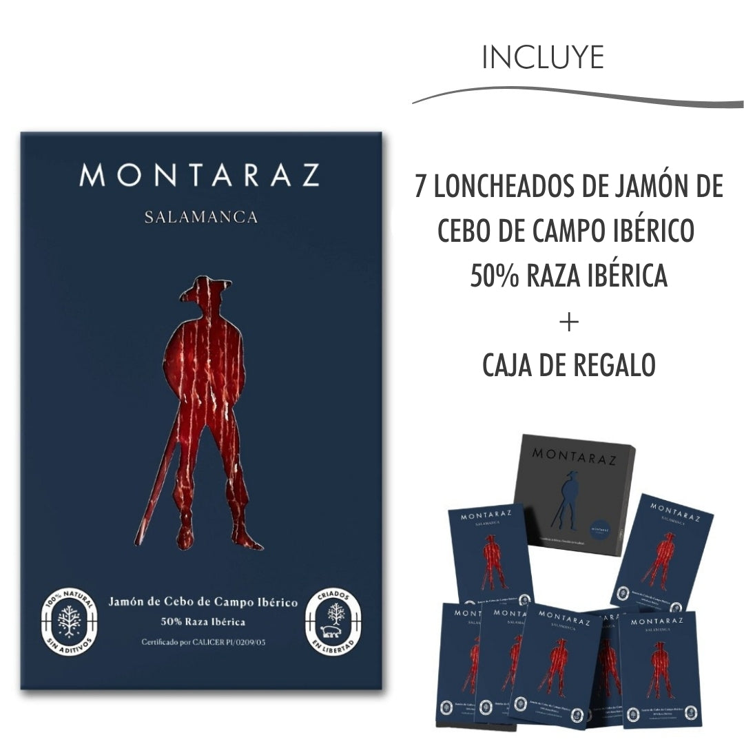 Caja Regalo Gourmet | 7 Loncheados De Jamón De Cebo De Campo Ibérico 50% Raza Ibérica Envasados Al Vacío 700g_2
