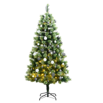 Vidaxl Árbol De Navidad Artificial Con Bisagras 300 Led Y Bolas 210 Cm_0