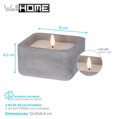 Well Home - Pack 6 Velas Led Cuadrarda Gris_1