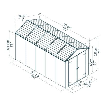 Telheiro de jardim Rubicon 185x378 cm Canopia cinzento escuro
