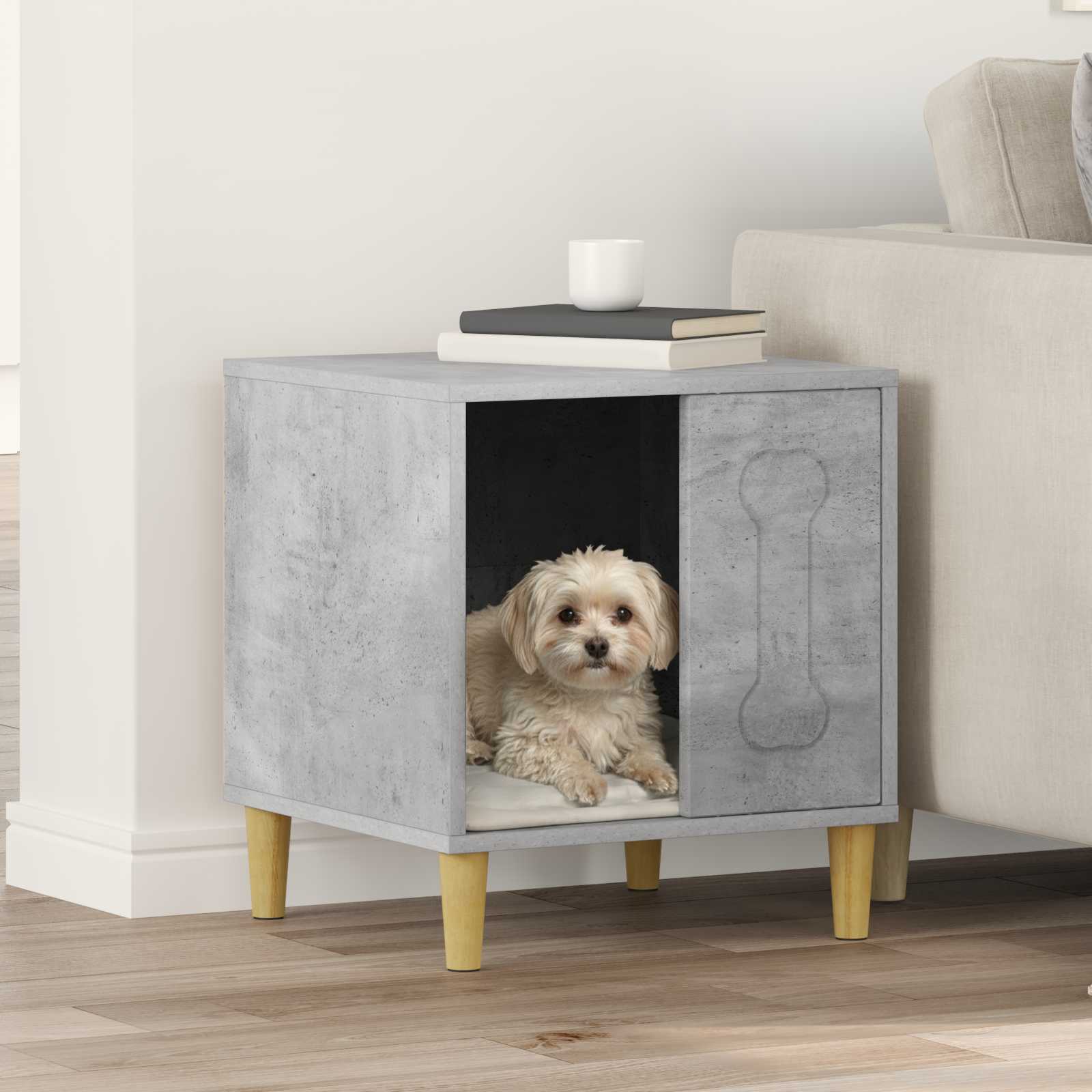 Casa Para Perros Concreto 44 X 42 X 49 Cm Madera De Ingeniería_1