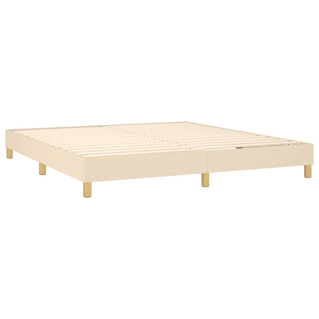 Cama Box Spring Con Colchón Y Led Tela Crema 160x200 Cm / Vetonek_1