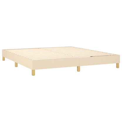 Cama Box Spring Con Colchón Y Led Tela Crema 180x200 Cm / Vetonek_2