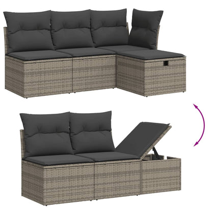 Set De Muebles De Jardín 6 Pzas Y Cojines Ratán Sintético Gris / Vetonek_0