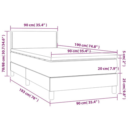 Cama Box Spring Colchón Y Luces Led Tela Azul 90x190 Cm / Vetonek_3