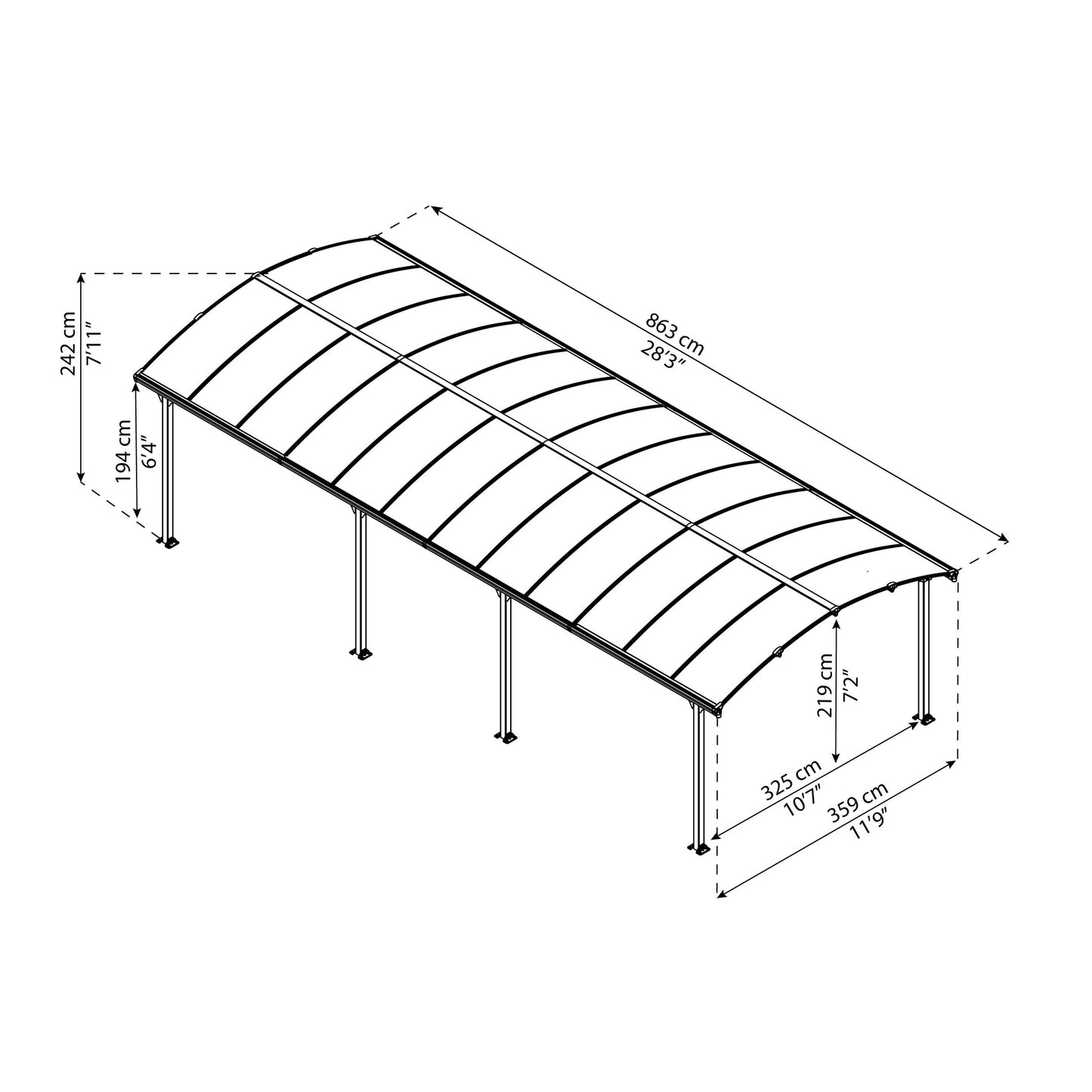 Carport Arcadia 863x360 com 