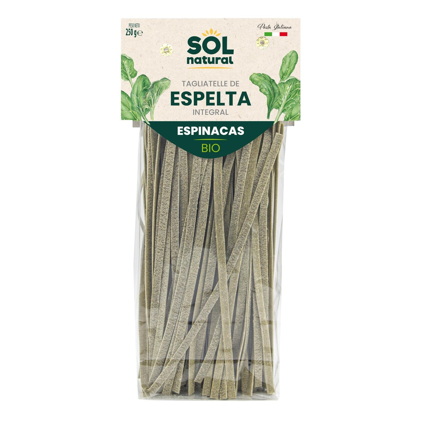 Tagliatelle de Espelta Integral com Espinafres BIO Sol Natural 250g
