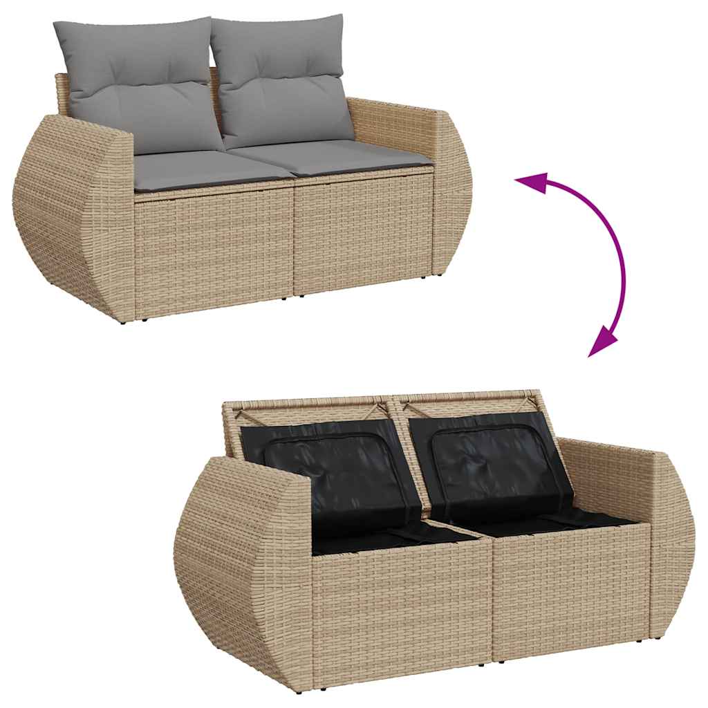 Set Sofás De Jardín 7 Piezas Y Cojines Ratán Sintético Beige / Vetonek_1