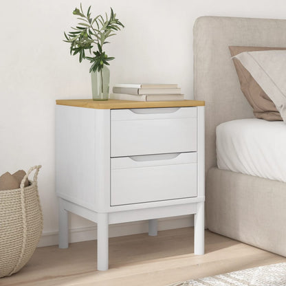 Mesita De Noche Floro Madera Maciza De Pino Blanco 45x39x57 Cm_1
