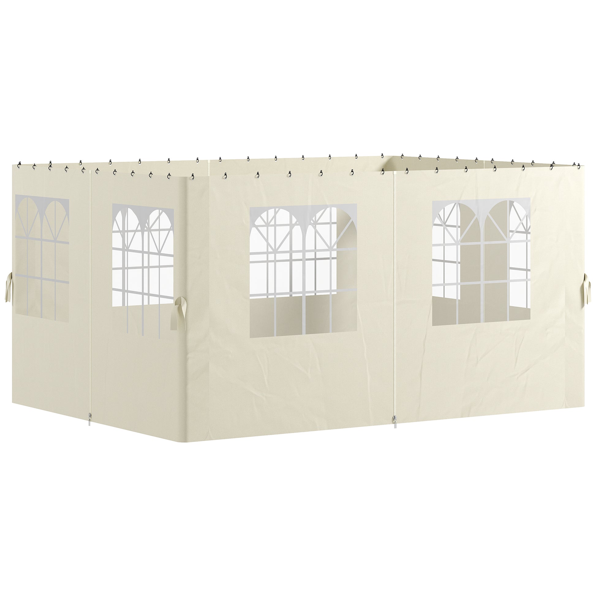 Outsunny 4 Paredes Laterales Para Cenador 3x4 M Con 8 Ventanas Crema_0