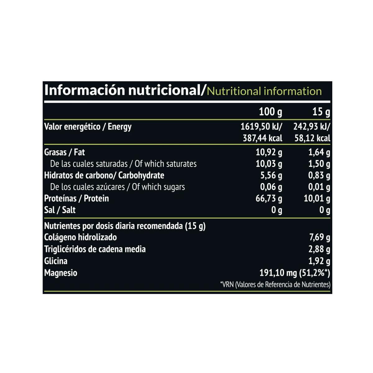 Elixir: Colágeno + Aceite TCM, 450 g Paleobull Elixir Vainilla 450 g