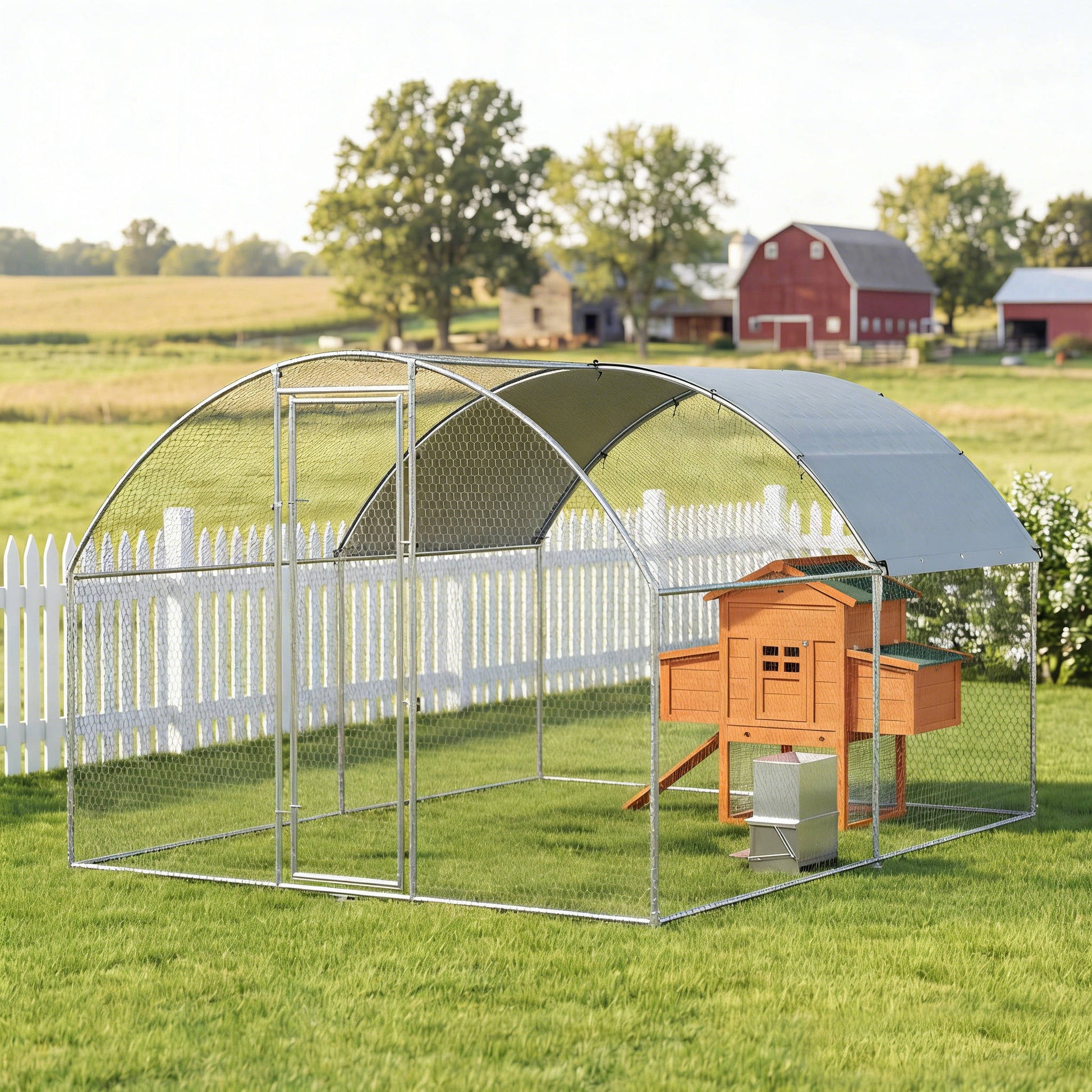 Pawhut Gallinero Para Exterior 2,8x3,4x1,9 M Para 10-16 Gallinas Plata_4