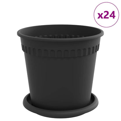 Macetas 24 Uds. Negro Plástico_0