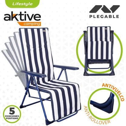 Silla Tumbona Plegable 5 Posiciones Rayas Marineras Aktive Garden_2