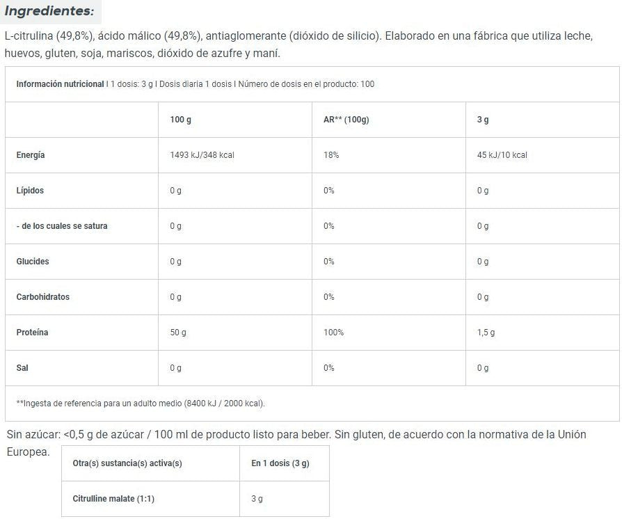Malato De Citrulina Biotech 300 G Manzana_5