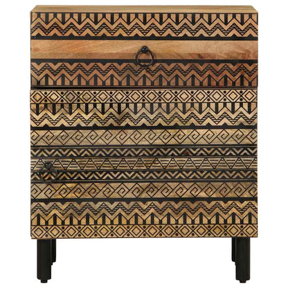 Mesita De Noche Madera Maciza De Mango Rugosa Negro 50x33x60 Cm_1