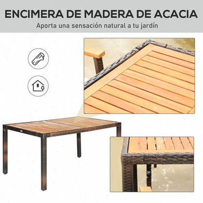 Outsunny Conjunto Muebles De Ratán Sintético Para Jardín Con 6 Silla Y Mesa_5