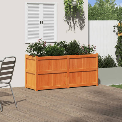 Jardinera Exterior Madera Maciza Pino Marrón Cera 150x50x70 Cm_2