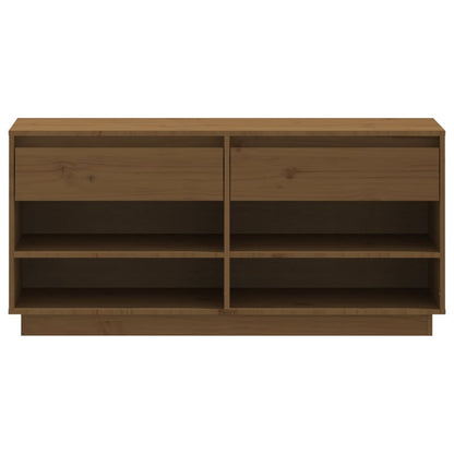 Mueble Zapatero De Madera Maciza Pino Marrón Miel 110x34x52 Cm / Vetonek_2