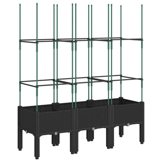 Jardinera Con Enrejado Pp Negro 120x40x142,5 Cm_0