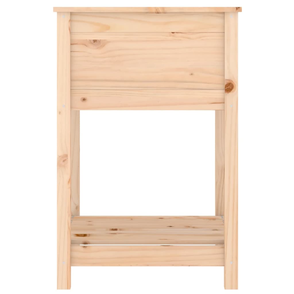 Jardinera Con Estante De Madera Maciza De Pino 54x54x81 Cm_5