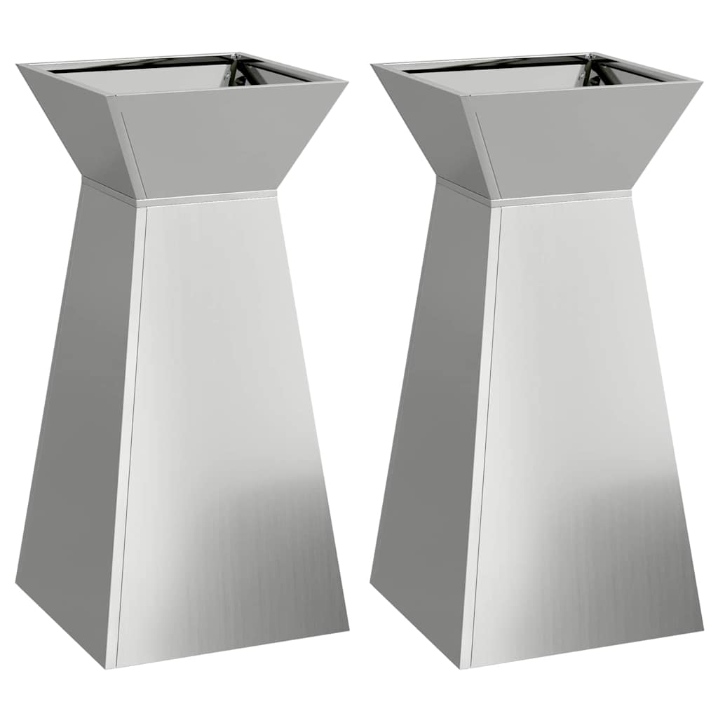 Maceta Pilar 2 Uds. Plateado 35 X 35 X 73 Cm Acero Galvanizado_0