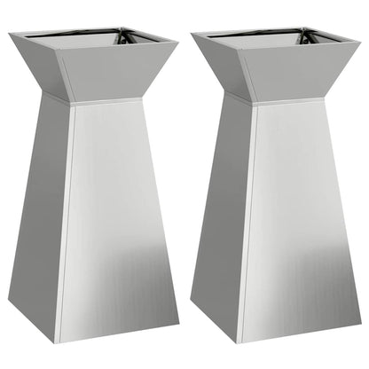Maceta Pilar 2 Uds. Plateado 35 X 35 X 73 Cm Acero Galvanizado_0