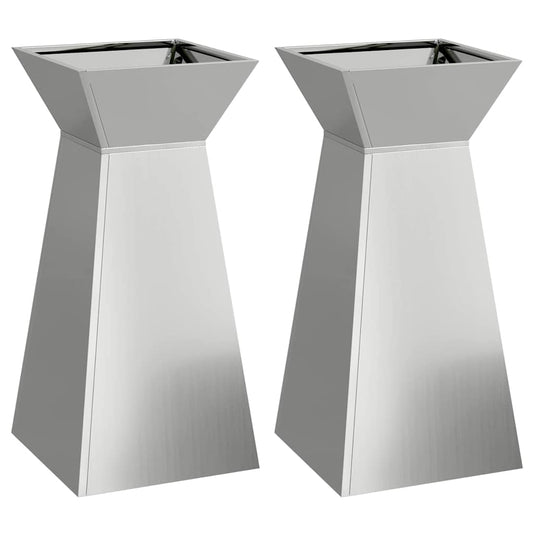 Maceta Pilar 2 Uds. Plateado 35 X 35 X 73 Cm Acero Galvanizado_0