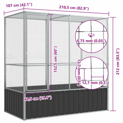 Vidaxl Pajarera De Acero Color Plateado 210,5x107x212 M_2