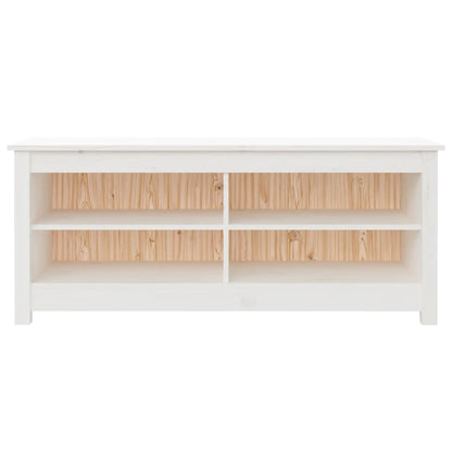 Banco Zapatero Madera Maciza De Pino Blanco 110x38x45,5 Cm / Vetonek_0