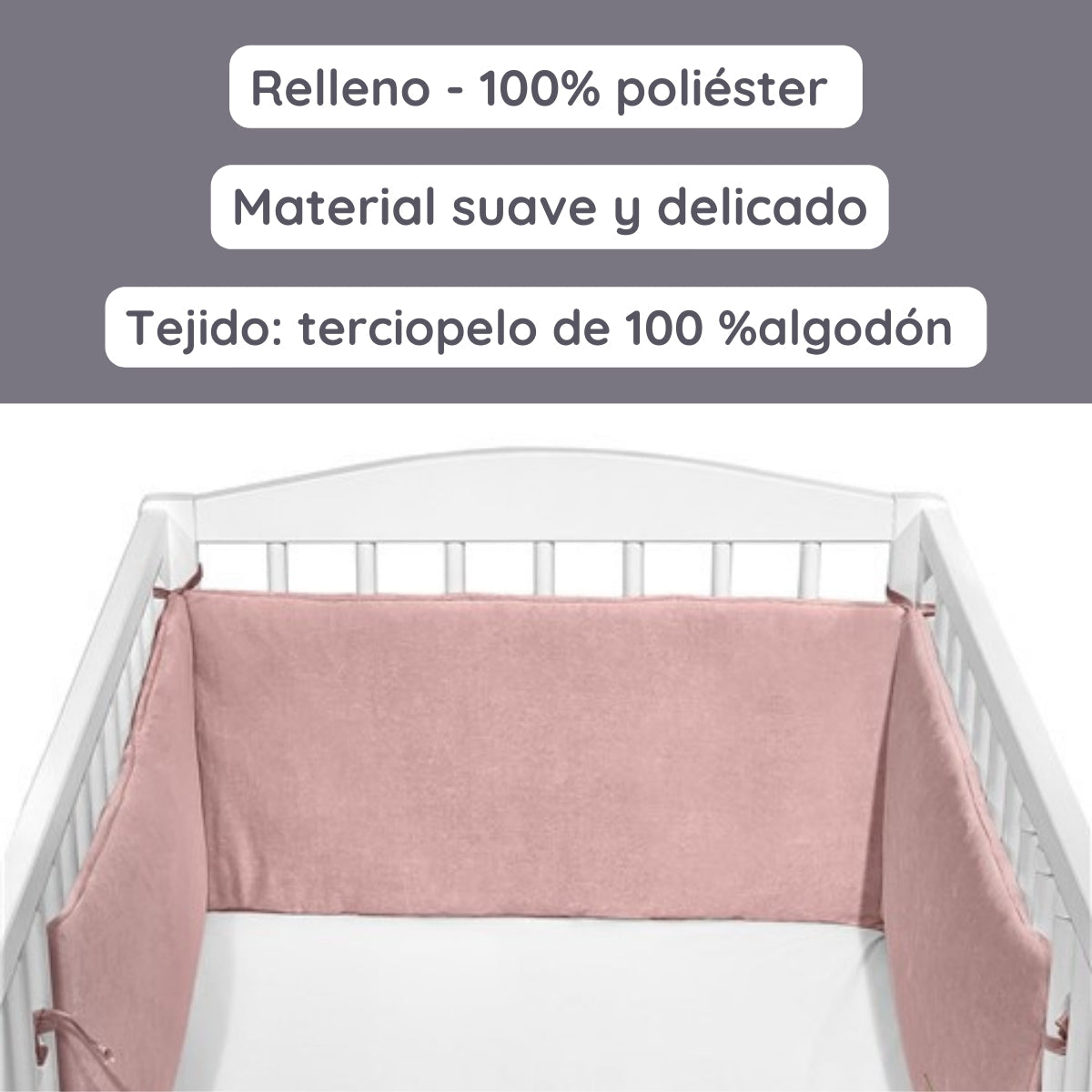 Cotton Color Chichonera Para Cuna 180x30 Velour Algodón_2