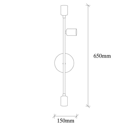 Aplique De Pared, Hierro , Vintage, 15x15x65, Casquillo 3 X E 27 Max 40 W