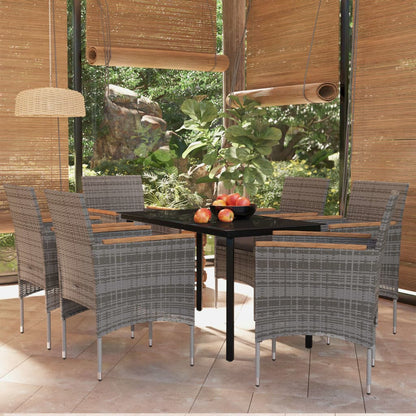 Juego De Comedor De Jardín 7 Piezas Con Cojines Gris Y Negro / Vetonek_3