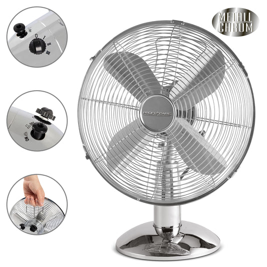 Ventilador De Mesa, Silencioso, Retro, Diámetro Exterior 30 Cm, 3 Velocidades, Oscilante, Proficare Vl 3063m_0