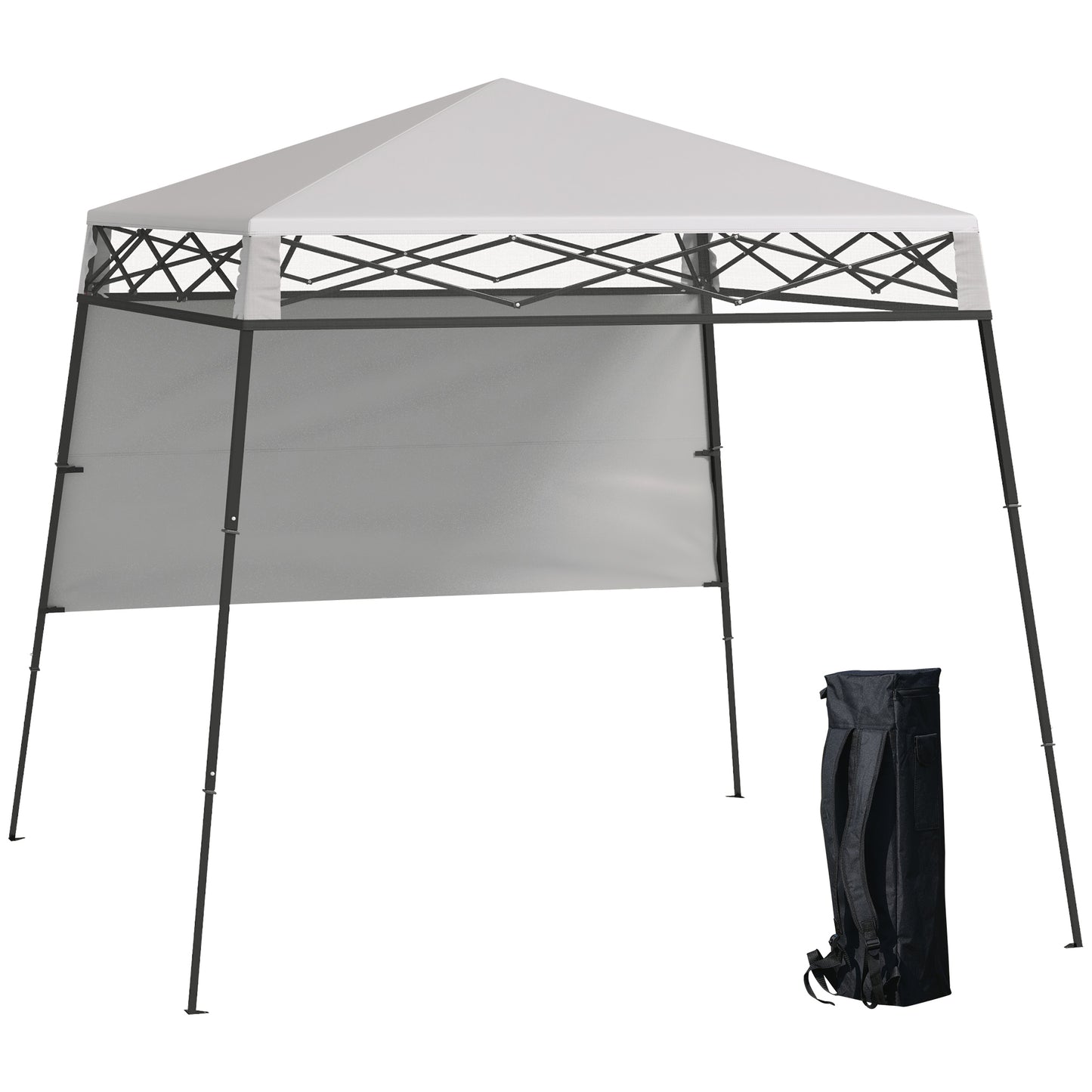 Outsunny Carpa Plegable 220x220x200 Cm Con 1 Pared Lateral Blanco_0