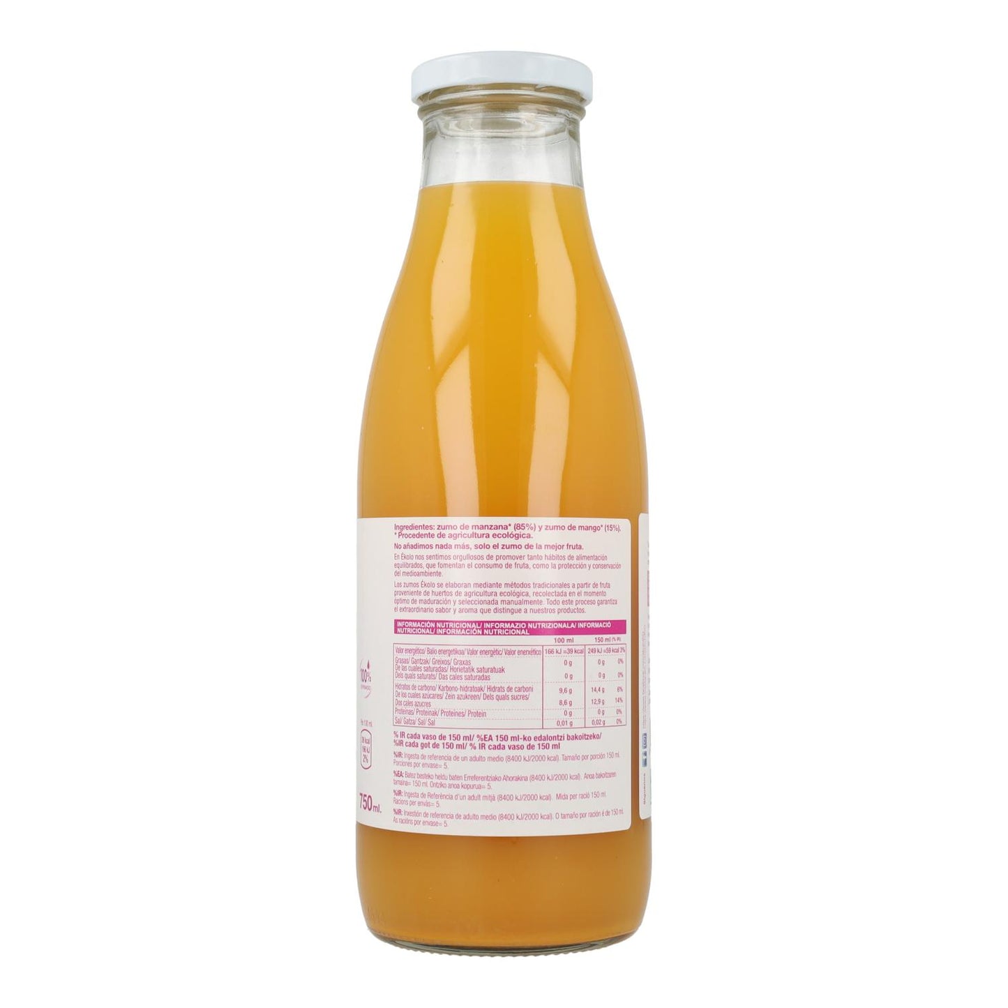 Ékolo 100% sumo natural de maçã e manga biológico espremido 750 ml
