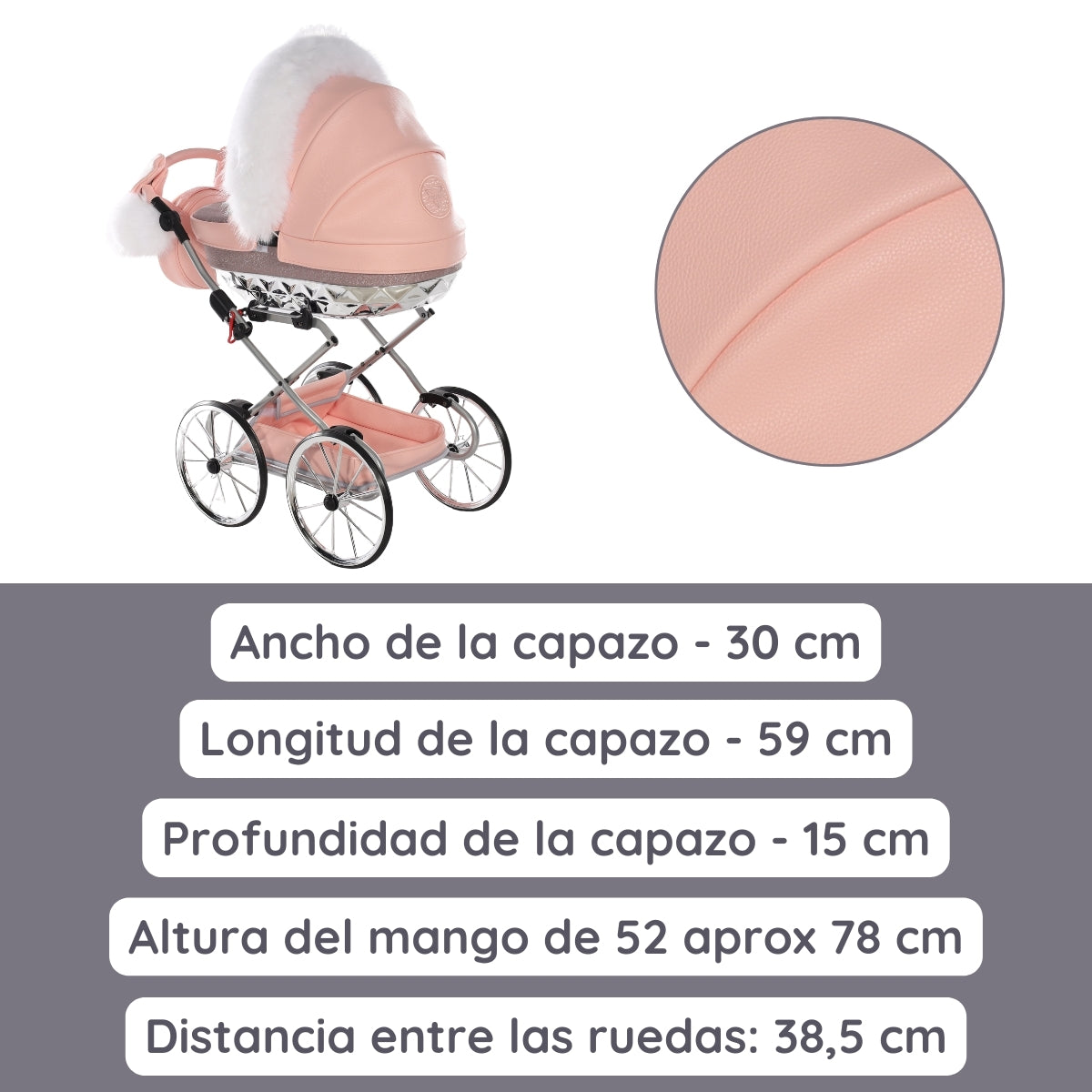 Carro De Muñecas Hand Craft Glitter Satin Classic Pink / Silver_3