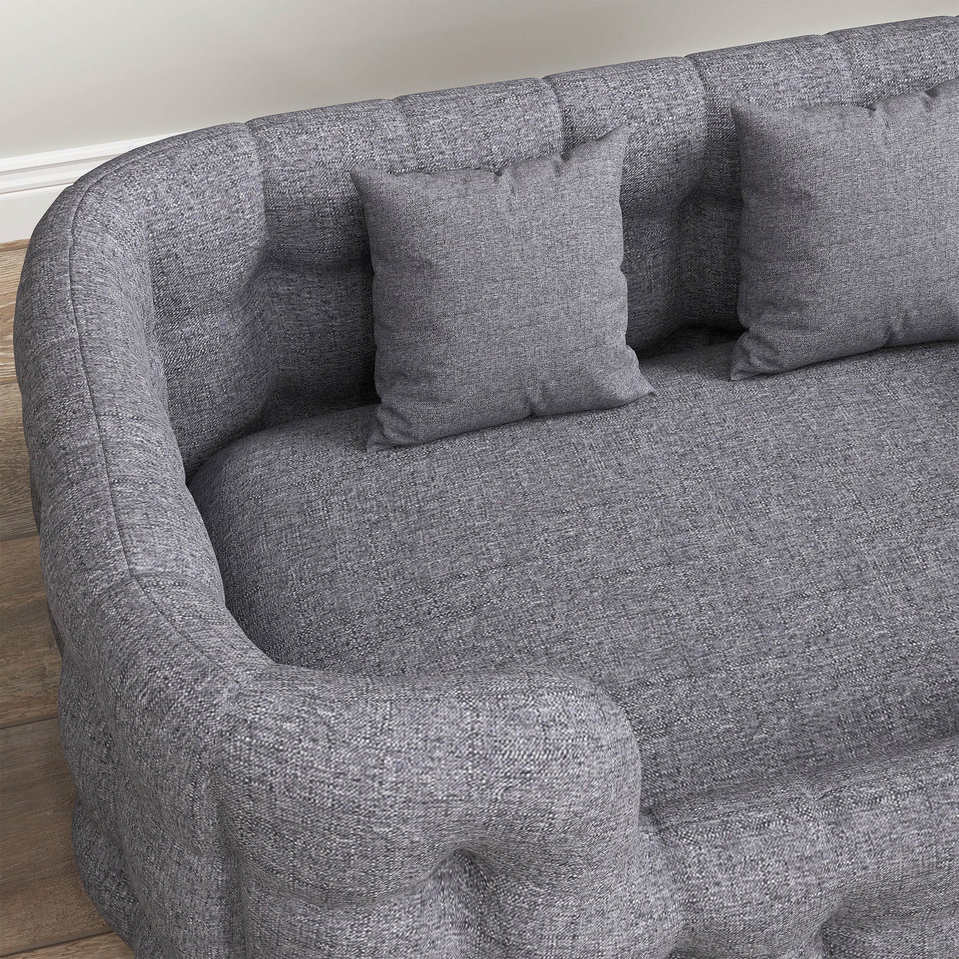 Pawhut Cama Para Perros Medianos Con 2 Almohadas Antideslizante 90x60x35cm Gris_4