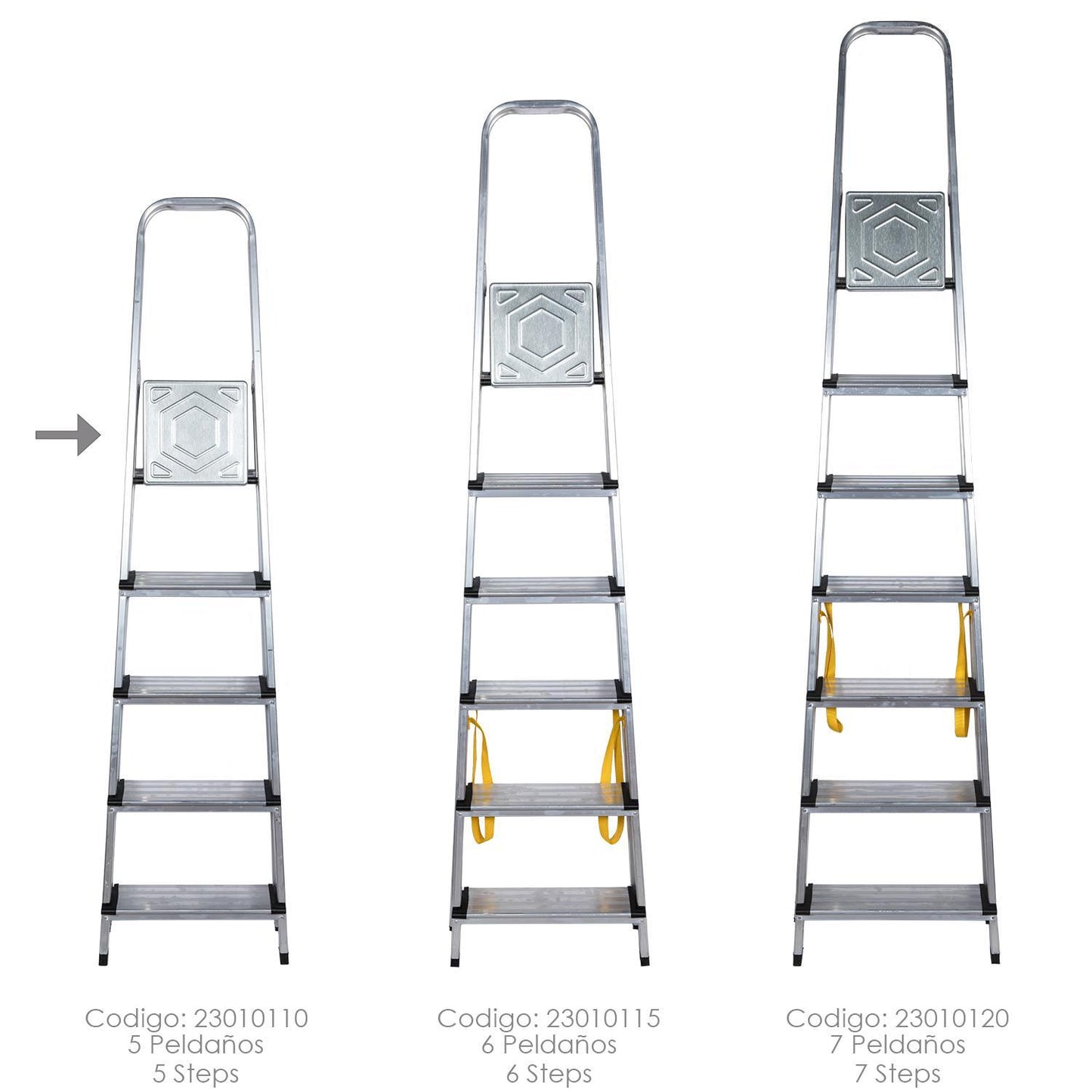 Escalera Doméstica Aluminio Profesional 5 Peldaños 12 Cm Grosor._2