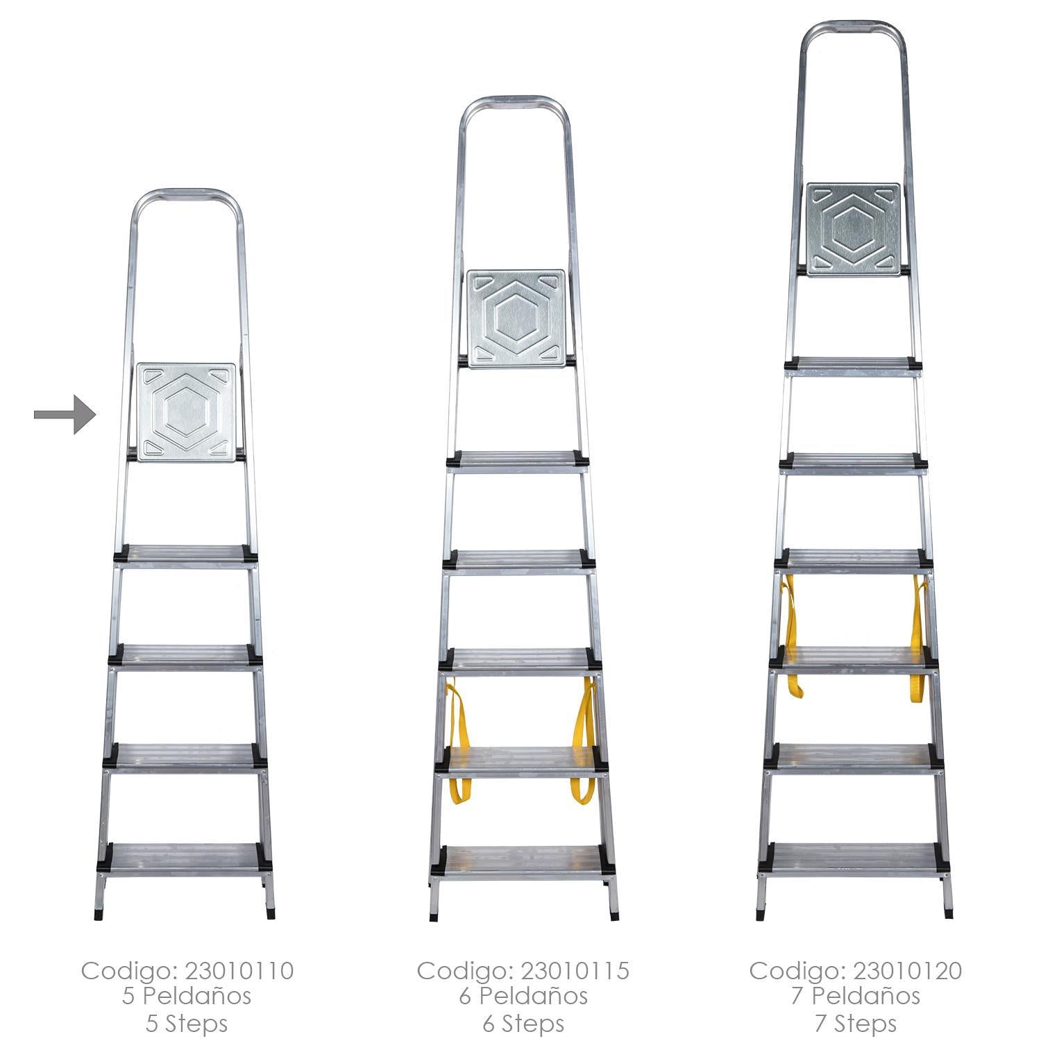 Escalera Doméstica Aluminio Profesional 5 Peldaños 12 Cm Grosor._3