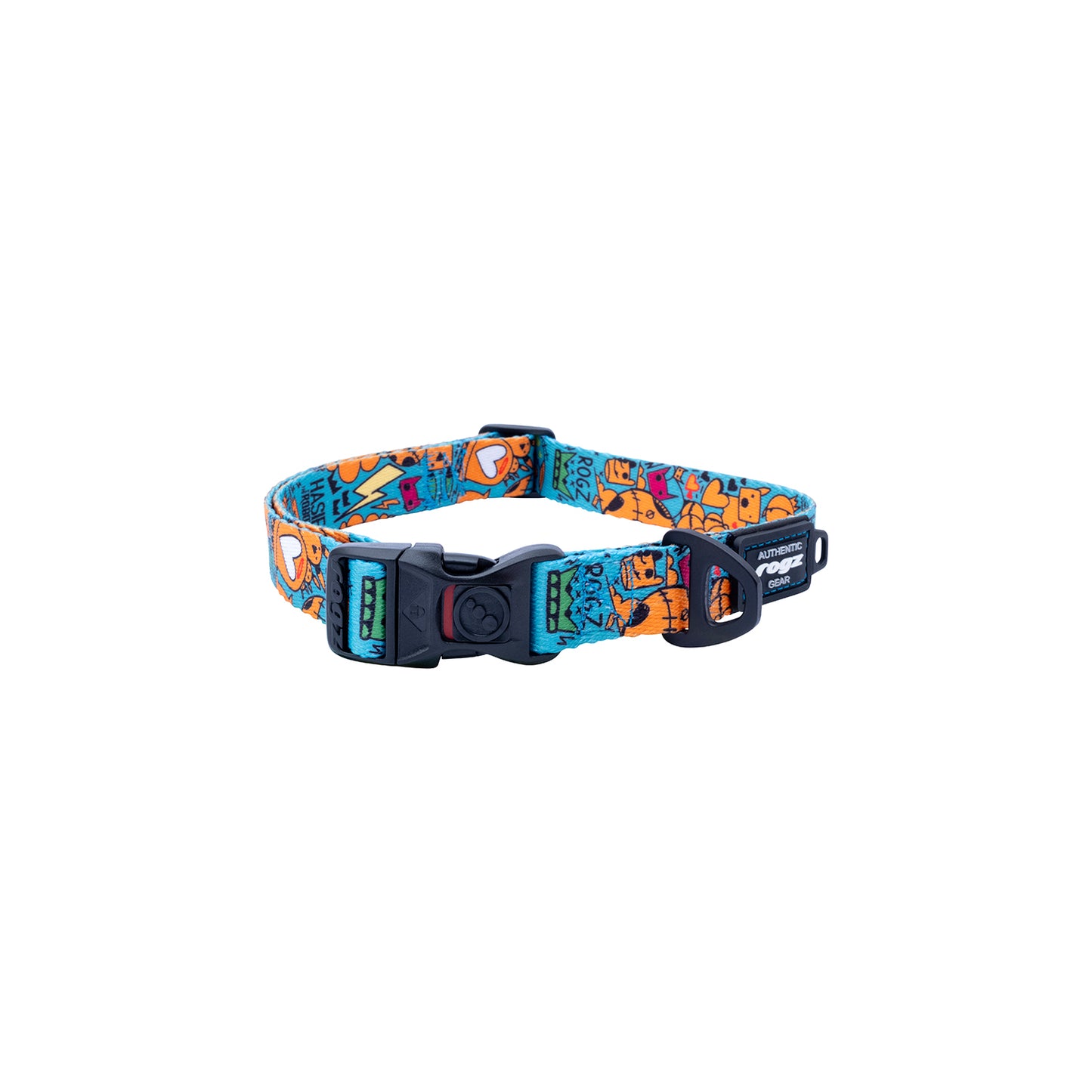 Collar Para Perro, Modelo Fusion De Rogz, Estampado Graffiti Azules. Talla M (12-22kg)_2