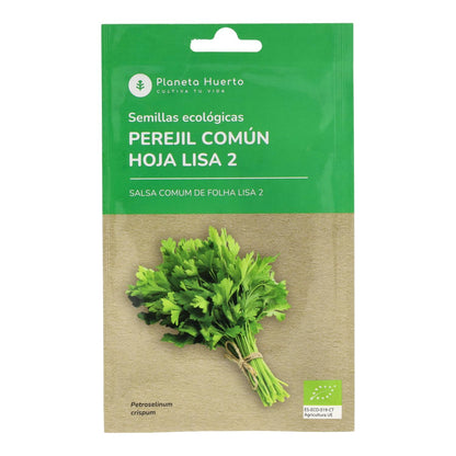 Sementes orgânicas de salsa comum de folhas largas Planeta Huerto