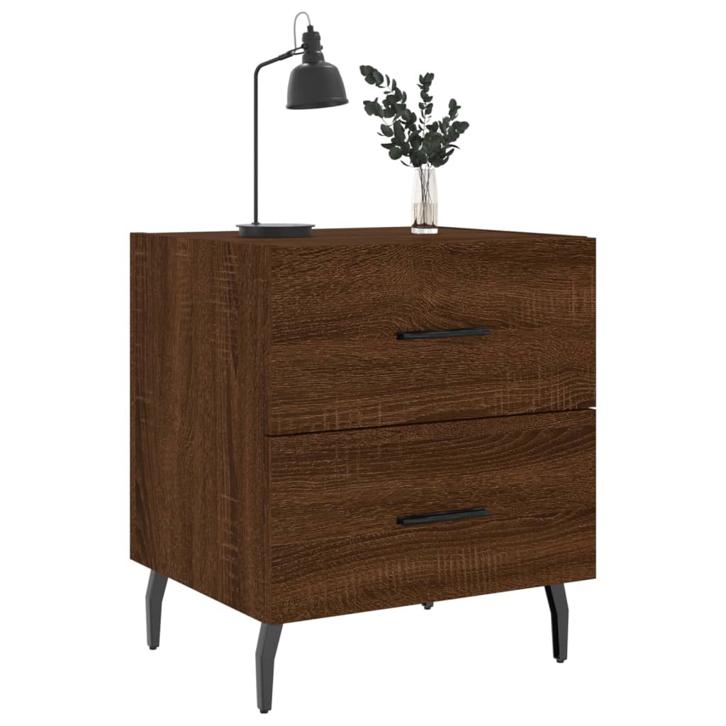 Mesita Noche 2 Uds Madera Ingeniería Marrón Roble 40x35x47,5 Cm_1