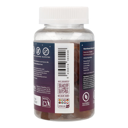 Melatonina Gummies con Pasiflora Manzanilla Melisa y Vitamina B6 Sin Azúcar Sevens Nutrition 60 gummies